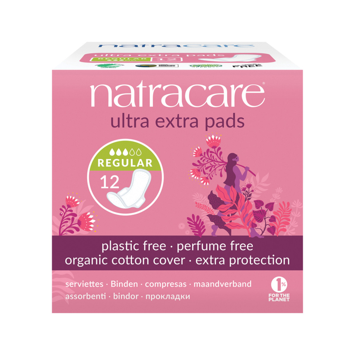 Natracare Ultra Extra Pads Regular with Organic Cotton Cover x 12 Pack